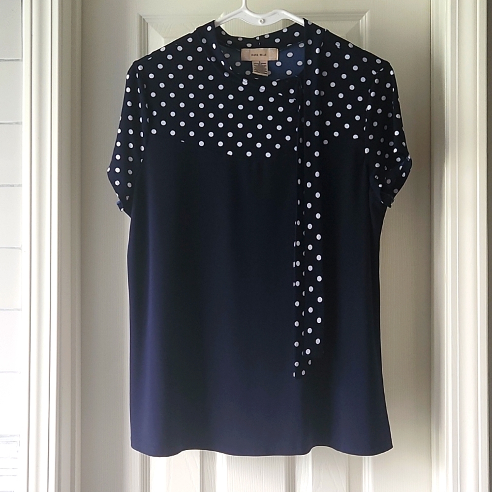 Diana Belle Navy Polka Dot Blouse